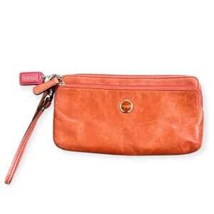 Coach Coral Orange Wristlet Vintage